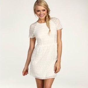 Free People Ivory Lace Short-Sleeve Dress